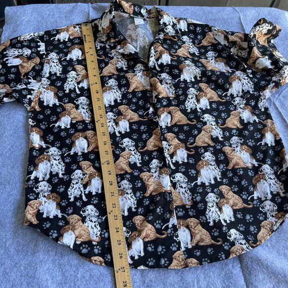 Vintage Caribou New York Button Up Shirt Womens Plus Size 1X Cats Dogs Paw Print - Picture 7 of 8